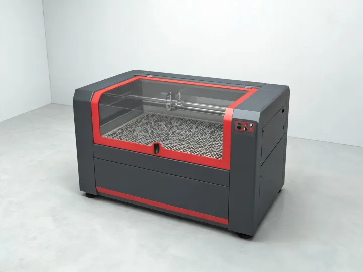 Enclosed CO2 laser cutter with a large work bed